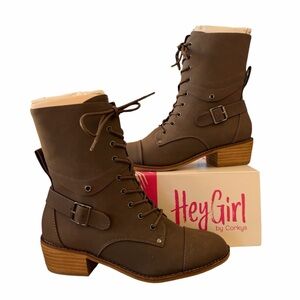 Hey Girl by Corkys Hocus Pocus Lace Up Riding Boot Women’s Moto Winter Brown